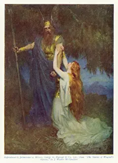 Norse Mythology Prints: Print of Brunnhilde Pleading with Wotan