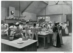 Bubblepunk Prints: Women in Cookery Classes, circa 1890s Print