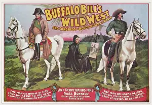 Prints of BUFFALO BILLs WILD WEST SHOW Bill Codys rough rider extravaganza, featuring scenes of Napoleon, and an onstage artist, Rosa Bonheur Rosa Bonheur Prints: Buffalo Bills Wild West Show Print