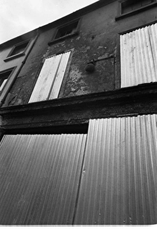 Building damaged in a riot, Belfast, Northern Ireland Building damaged in a riot, Belfast, Northern Ireland