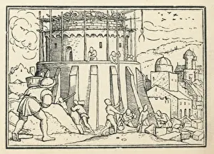 Print of Builders at Work on the Tower of Babel