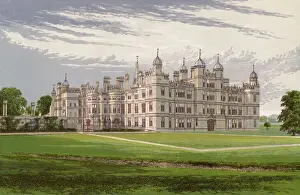 Prints of Burghley House, Huntingdonshire Date: 1879 Huntingdonshire Prints: 1879 Print of Burghley House, Huntingdonshire