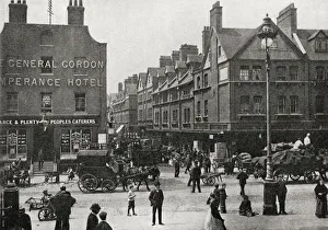 Busy street scene at Spitalfields, East End of London Busy street scene at Spitalfields, East End of London