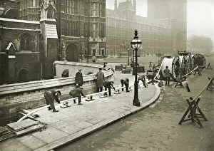 Cable laying, Houses of Parliament, London Cable laying, Houses of Parliament, London