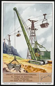 Construction Machinery Prints: Cable Railway on Site