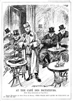 Ataturk Prints: 1929 Interwar Cartoon Print: Grand Cafe Des Dictateurs