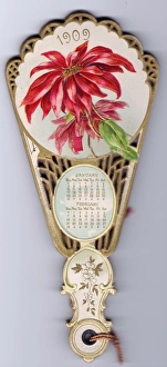 Calendar for 1909 in the form of a fan Calendar for 1909 in the form of a fan