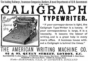 Framed Print : 1892 Caligraph Typewriter Print Advertisement