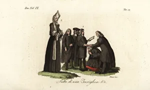 Calvinist priests laying hands on a man, Switzerland Calvinist priests laying hands on a man, Switzerland