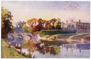College Prints: Autumn Print of Clare College from across the River