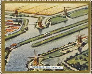 Windmills In The Netherlands Prints: Canals from the Air