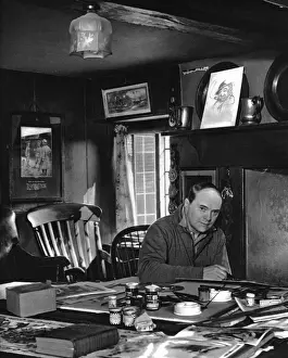 Captain Bruce Bairnsfather at Work Print 1939