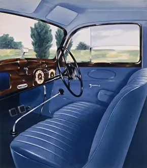 Blue Leather Car Interior Print