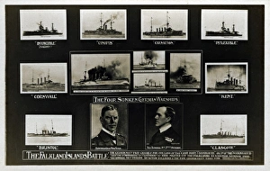Card commemorating Falkland Islands naval battle, WW1 Card commemorating Falkland Islands naval battle, WW1