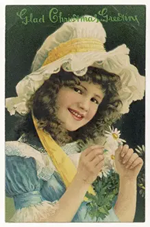 Vintage Floral Art Prints: Card with Daisies