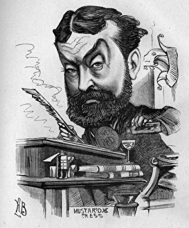 Caricature of George Robert Sims, English writer Caricature of George Robert Sims, English writer