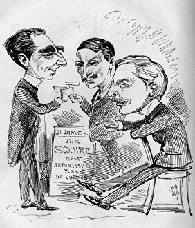 Caricature of A W Pinero, John Hare and W H Kendal Caricature of A W Pinero, John Hare and W H Kendal