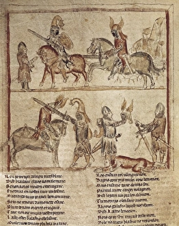 Carolingian Empire (s. VIII). Duel Scene between Carolingian Empire (s. VIII). Duel Scene between