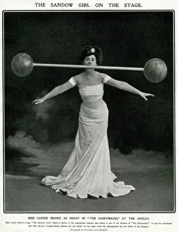 Carrie Moore, The Sandow Girl on stage Carrie Moore, The Sandow Girl on stage