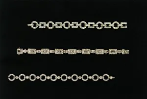 Three Cartier platinum and diamond bracelets Three Cartier platinum and diamond bracelets