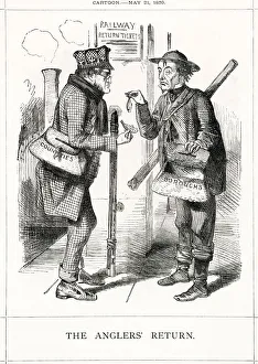 Cartoon, The Anglers Return (Derby and Disraeli) Cartoon, The Anglers Return (Derby and Disraeli)