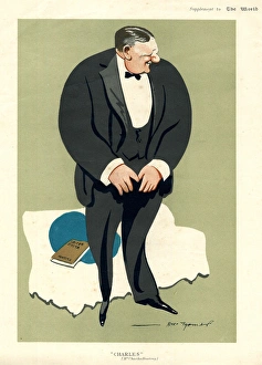 Cartoon, Charles Henry Hawtrey, English actor Cartoon, Charles Henry Hawtrey, English actor