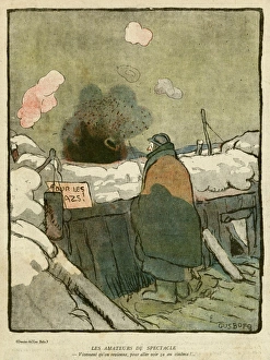 Cartoon, Explosion on a battlefield, WW1 Cartoon, Explosion on a battlefield, WW1