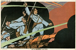 Cartoon, They are giving their blood, WW1 Cartoon, They are giving their blood, WW1