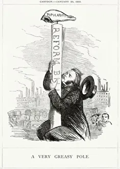 Cartoon, A Very Greasy Pole (John Bright) Cartoon, A Very Greasy Pole (John Bright)