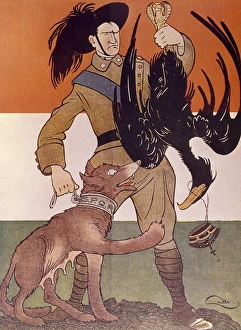 Cartoon, Italian light infantryman with Austrian eagle, WW1 Cartoon, Italian light infantryman with Austrian eagle, WW1