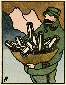 Cartoon, Their munitions factories, WW1 Cartoon, Their munitions factories, WW1
