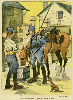 Cartoon, Soldiers discuss their billet, WW1 Cartoon, Soldiers discuss their billet, WW1
