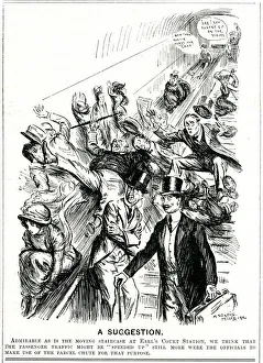 Cartoon, A Suggestion, London Underground escalator Cartoon, A Suggestion, London Underground escalator