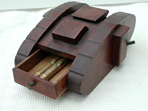 Carved World War One tank - cigar box Carved World War One tank - cigar box