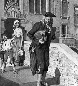 Casanova being hit by a stone and mocked by a child Casanova being hit by a stone and mocked by a child