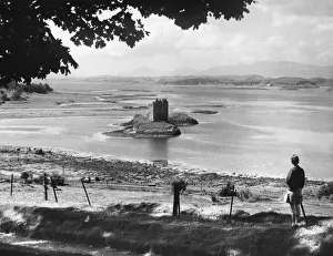 Castle Stalker Print: A Girl Looks Towards the 16th-Century Scottish Castle
