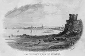 Prints of The harbour at Castletown, Isle of Man, viewed from Mount Strange Date: circa 1840 Isle Of Man Prints: Castletown Harbour Print, Isle of Man circa 1840