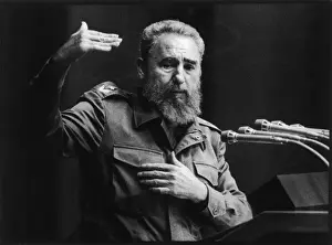 Fidel Castro Prints: Fidel Castro Gives Speech in Havana 1993 Print
