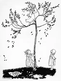 Arthur Rackham Artwork Prints: The Cat Ran Up the Plum Tree
