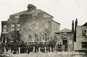Prints of Catford Police Station in south east London with officers posing outside. Date: 1850 Police Prints: Catford Police Station Print, 1850: Officers Outside