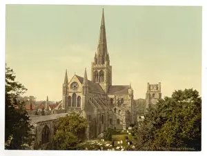 Coloured Photographs Of England Prints: Cathedral, Chichester, England