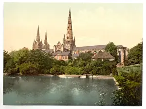 Lichfield Cathedral South Side Print, England, ca. 1890-1900