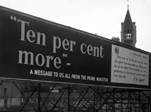 Prints of Large poster with a personal message from Prime Minister Clement Attlee, asking the British public to put in maximum effort in to increase industrial production output by ten per cent Clement Attlee Prints: Ten Per Cent More Print 1948