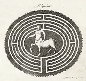 Greek Mythology Prints: Centaur in Labyrinth