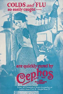 Cephos cold and flu powder advertisement Cephos cold and flu powder advertisement