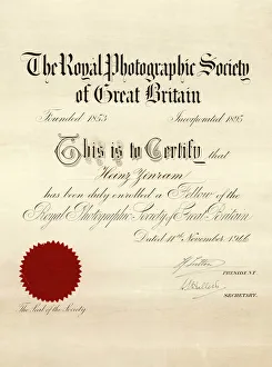 Certificate - Royal Photographic Society Certificate - Royal Photographic Society