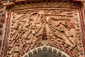 Temple Prints: Char Bangla Temple, Baranagore Print - 18th Century Carvings