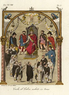 Charles the Bald, Carolingian Emperor, on his throne Charles the Bald, Carolingian Emperor, on his throne