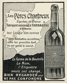 Prints of Though expelled from France by the Republican Government, the Carthusian monks exiled to Tarragona, Spain, continue to produce their world-famous Chartreuse liqueur Spain Prints: Chartreuse Liqueur Print 1906