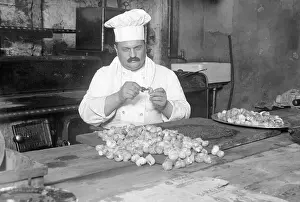 Early 1930s French Chef with Snails Print